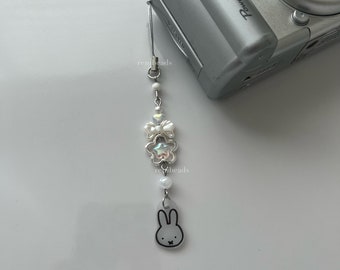 Bunny Phone Charm Coquette keychain Handmade Beaded charm Cute Accessories for Phone gift for her