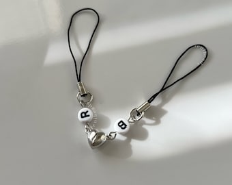 Matching Phone Charm Couple Keychain Custom Letter charm Friendship Charms Simple Valentines Day Affordable Gift for Her