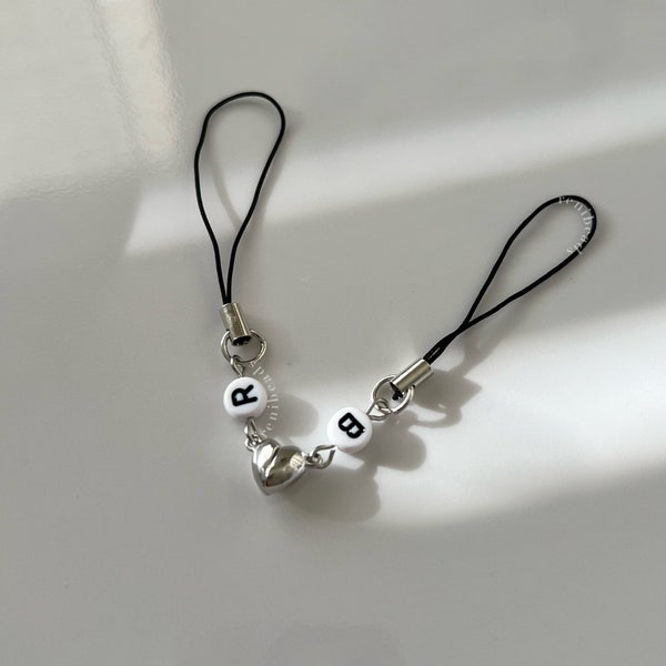 Matching Phone Charm Couple Keychain Custom Letter charm Friendship Charms Simple Valentines Day Affordable Gift for Her