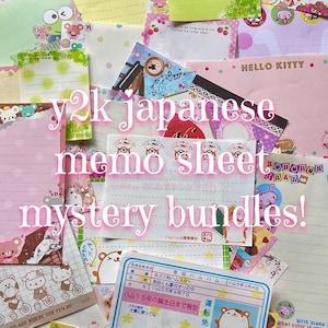 Japanese Memo Sheet Grab Bag Y2k Mystery Bundle Stationary Set, Vintage Kawaii Memo Pad Pack
