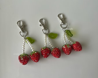 Cherry Keychain Strawberry Y2k bag charm gifts for her Mothers day keychain Mcbling accessories