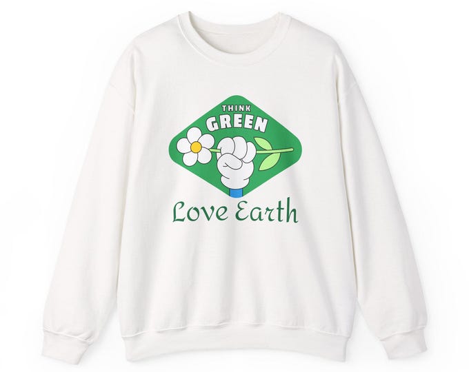 Eco-Friendly Crewneck Sweatshirt, Sustainable 'Love Earth' Design