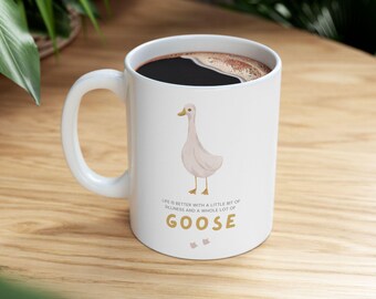 Silly Goose Ceramic Mug, Funny Coffee Cup, Quirky Tea Mug, Cute Bird Lover Gift, Animal Print Kitchen Decor, Novelty Beverage Mug