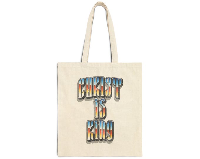 Christ Is King Tote Bag | Vintage Christian Canvas Market Bag