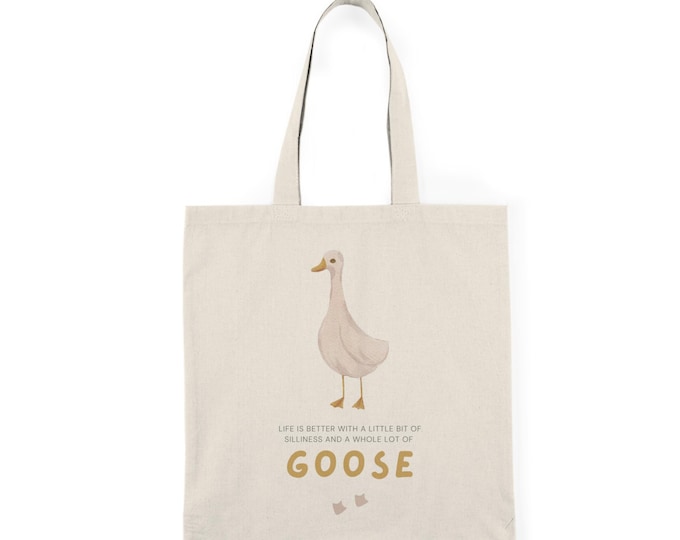 Goose Graphic Natural Cotton Canvas Tote Bag, Funny Bird Lover Gift