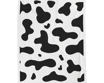 Cozy Cow Print Velveteen Plush Blanket, Farmhouse Decor, Soft Throw Blanket, Perfect Gift for Cow Lovers, Home Comfort