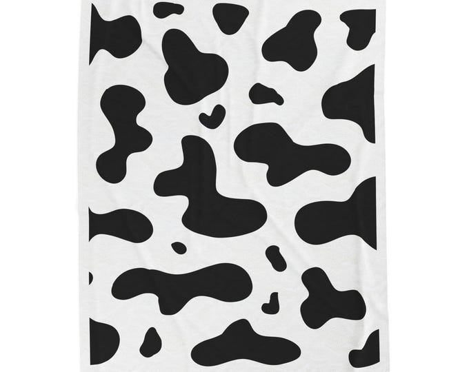 Cozy Cow Print Velveteen Plush Blanket, Farmhouse Decor, Soft Throw Blanket, Perfect Gift for Cow Lovers, Home Comfort