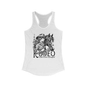 Rodeo Style Women&#39;s Racerback Tank, Cowgirl Apparel, Summer Workout Top, Country Music Festival Shirt, Gift for Horse Lovers