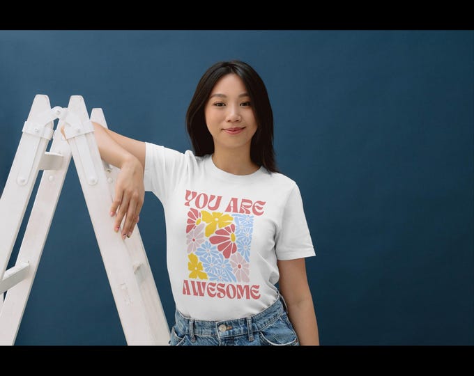 Comfort Colors | You Are Awesome Flower T-Shirt - Garment-Dyed Tee, Cute Graphic Tee, Eco-Friendly Fashion, Summer Casual Wear, Gift Idea