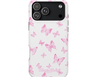 Pink Watercolor Butterflies Phone Case | Magnetic Impact-Resistant Case