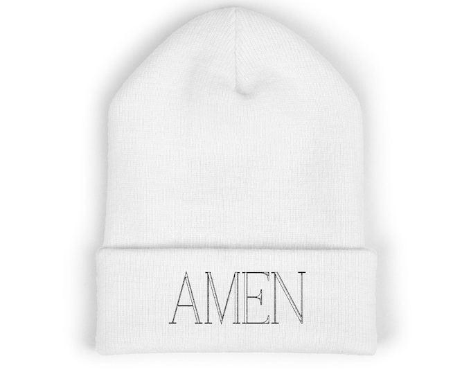 Embroidered Cuffed Beanie: Adamic Creations, Hypoallergenic Acrylic