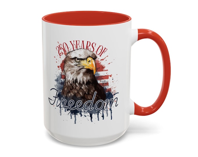 Mug, USA 250 Year Anniversary Coffee Cup, Independence Day Gift, Patriotic Tea Mug, 4th of July Decoration, American History Lover Gift, Red