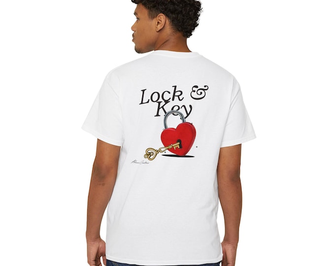 Lock & Key Heart T-Shirt, Unisex Graphic Tee, Valentine's Gift