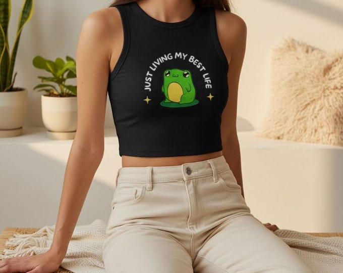 Funny Frog Racerback Tank Top, Women's Sleeveless Shirt