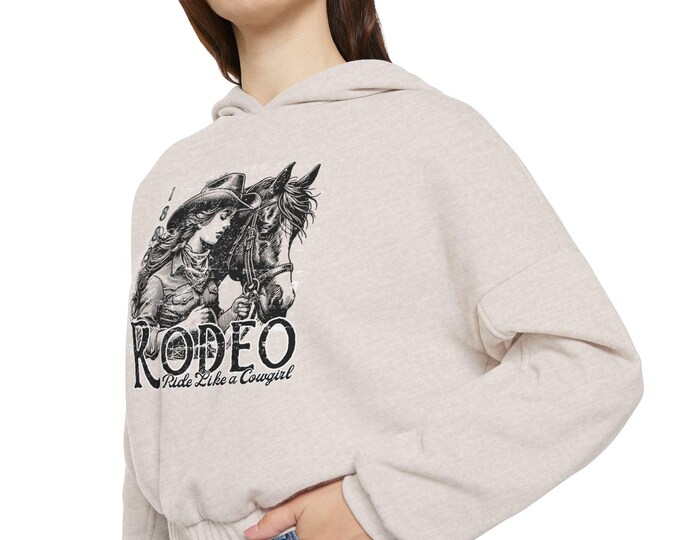 Cowgirl Cinched Bottom Hoodie, Western Sweatshirt, Rodeo Jacket, Country Music Apparel, Ranch Wear