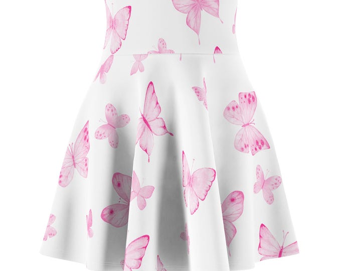 Floral Butterfly Skater Skirt - Cute Summer Dress, Ideal for Parties and Picnics, Gift for Her, Spring Fashion, Beach Outfit