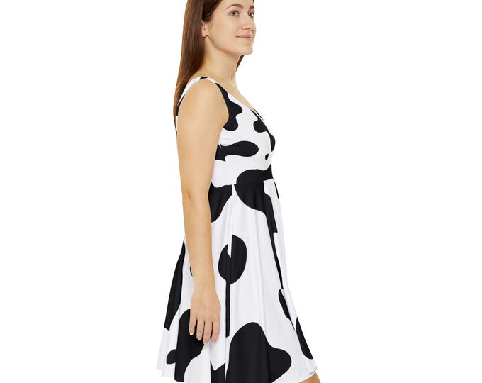 Cow Print Women's Skater Dress, Casual Summer Dress, Party Dress, Cute Dress, Festival Outfit, Stylish Fashion