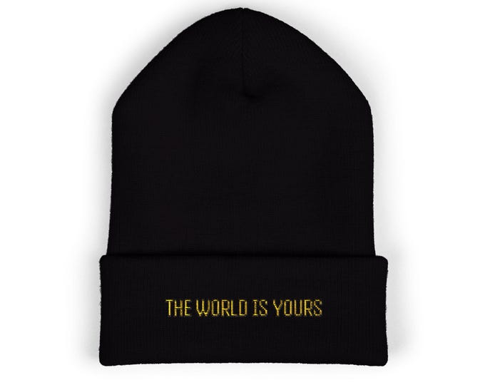 The World Is Yours beanie | Embroidered cuffed beanie