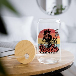 Cowgirl Sipper Glass - Western Cowgirl Theme 16oz Glass Cup, Country Cowgirl Kitchen Decor, Rodeo Cowgirl Gift, Cowgirl Birthday Party