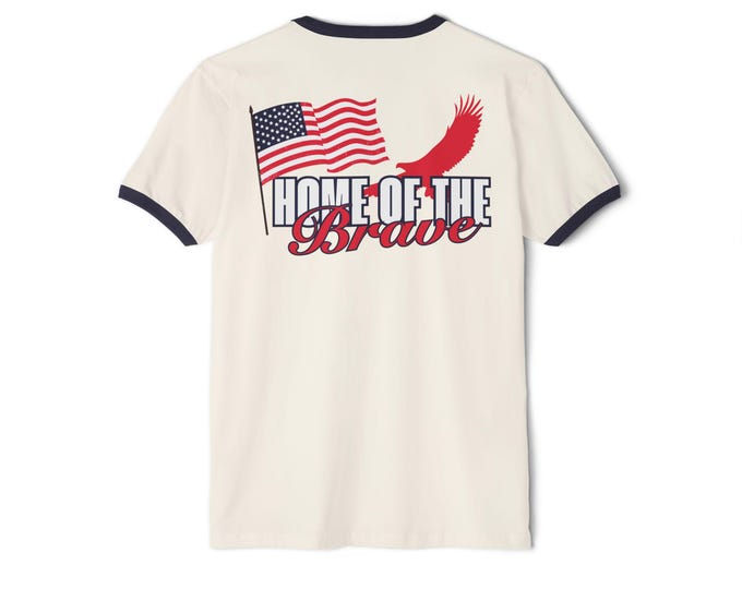 Patriotic Ringer Tee, 4th of July Shirt, American Pride