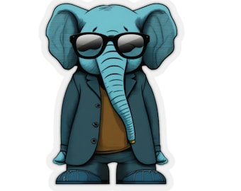 Elephant Business sticker Elephant sticker Hipster Animal sticker Hipster sticker Animal with Sunglasses sticker Cool Animal Gift Elephant