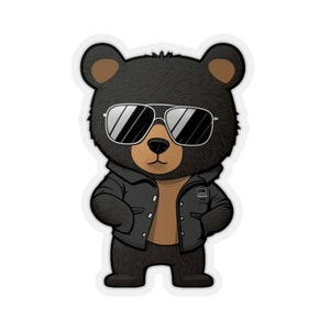 Cool Bear Sticker Stylish Bear Hipster Bear Retro Bear Teddy Bear with Sunglasses Bear with Glasses Sticker Bear Cartoon Bear Brown Bear