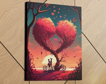 Canvas Art Home Decor Canvas Love Art Love Canvas Valentine's Day Gift Love Treehouse Canvas Art Digital Print on Canvas Vertical Canvas art