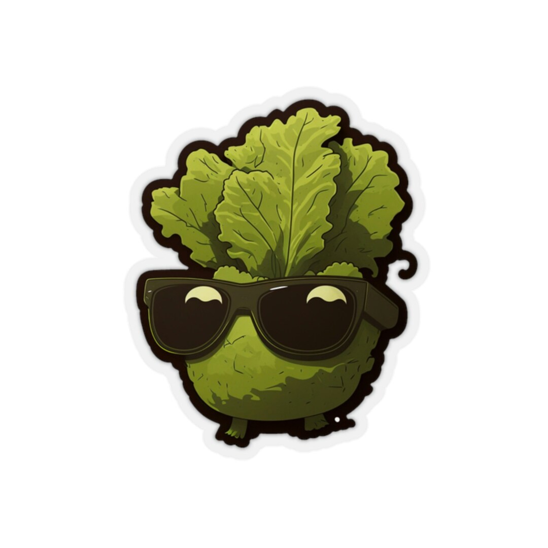 Cool Lettuce Sticker Kawaii Sticker Vinyl Sticker Veggie Sticker