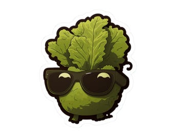 Cool Lettuce sticker Kawaii sticker Vinyl sticker Veggie sticker Vegetable sticker Vegetarian sticker Vegan sticker Foodie sticker Food Cute