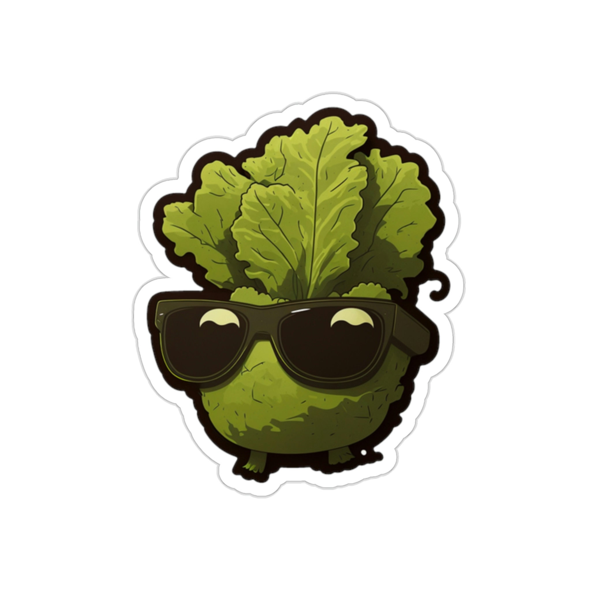 Cool Lettuce Sticker Kawaii Sticker Vinyl Sticker Veggie Sticker