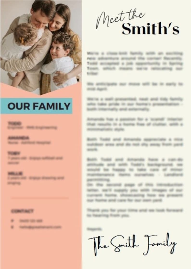 Personalised Rental Cover Letter Tenant Resume Rental Application CV