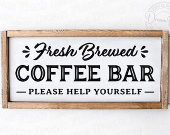 Coffee Bar SVG DXF PNG pdf Files for Farmhouse Kitchen Sign • Self Served Coffee Sign