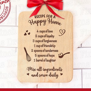 Familie SVG DXF PNG Pdf • Rezept für glückliches Zuhause • Schneidedatei • Digitaler Download