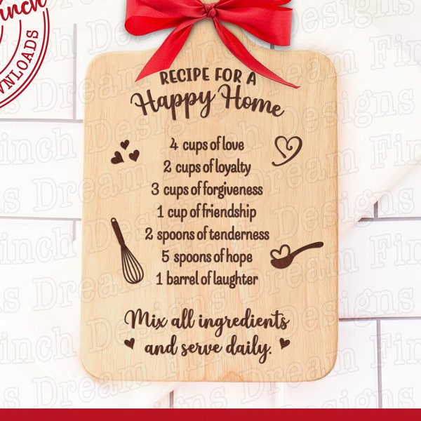 Family SVG DXF PNG pdf • Recipe for Happy Home Svg Cut File • Digital Download