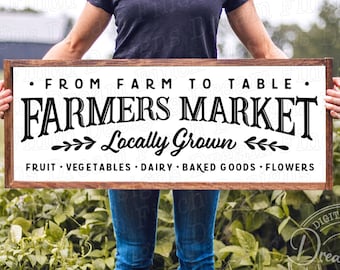 Farmers Market SVG DXF PNG pdf Archivos cortados e imprimibles para decoración de pared de letrero de granja rústica • Descarga digital