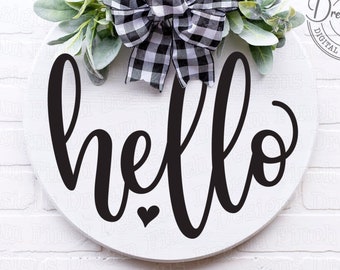 Hello Doorhanger SVG DXF PNG pdf Front Door Hello svg • Welcome Sign svg •  Digital Download for Wreath