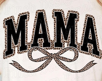 Mama Leopard Coquette Bow PNG, Cheetah Bow Shirt Design, Varsity Mama Shirt png for Sublimation DTF DTG