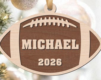 Football Ornament SVG DXF EPS Cut Files • Football Gift Tag • Glowforge Laser Cut Files