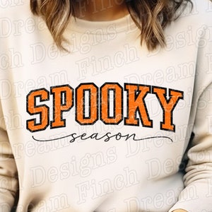 Spooky Season PNG Files for Halloween Varsity Sublimation T-Shirt or Sweatshirt - High Resolution - Digital Download
