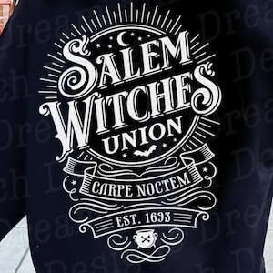 Camiseta de Halloween con imágenes SVG y PNG de la Unión de Brujas de Salem, Hermanas Sanderson PNG, Brujas Svg, Salem Png Svg Dxf PDF