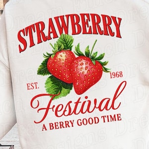 ストロベリーフェスティバルPNG、ベリーグッドタイムPNG、前面と背面のレトロなストロベリーサマーPNG、夏Tシャツ、トレンディな夏Tシャツデザイン