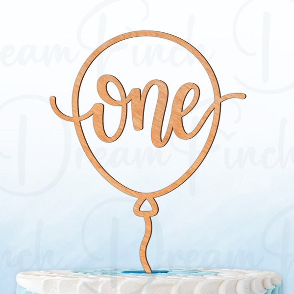 1st Birthday SVG DXF PNG Jpg One Balloon Cake Topper Kids Glowforge Friendly Svg - Digital Download