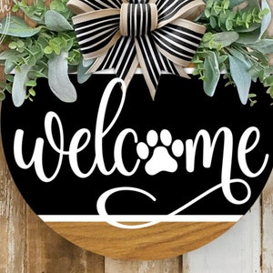 Zampa di benvenuto porta d'ingresso Decor SVG DXF PNG Pdf file tagliati e stampabili • Cartello porta cane di benvenuto • Download digitale