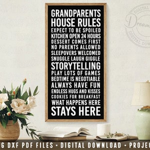 Reglas de la casa de los abuelos SVG DXF PDF pdf Subway Sign Cut & Printable Files • Reglas de la casa del abuelo de la abuela svg Nietos svg