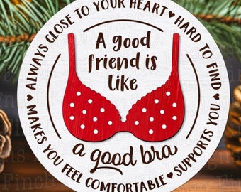 Friend Like a Bra Ornament SVG DXF Cut Files PNG Pdf Funny Friendship Quote Ornament Glowforge Svg Gift for Friend Svg