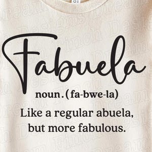 Fabuela SVG PNG Fabuela définition PNG Abuela Svg Abuelita Png grand-mère cadeau Svg Png Dxf Pdf téléchargement numérique