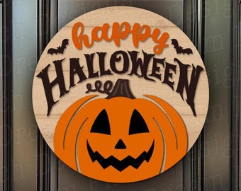 Fröhliches Halloween-Zeichen SVG Halloween Willkommen Türschild SVG Jack O Lantern SVG Kürbis-Svg Halloween-Svg Dxf Schnittdateien Pdf Png