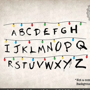 Stranger Wall Alphabet SVG PNG JPG Dxf Christmas Svg Strange Things Svg Alphabet Lights - Digital Download