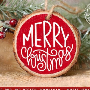 Merry Christmas SVG DXF PNG Jpg - Merry Christmas Round Ornament Svg - Digital Download