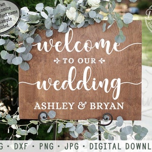 Willkommen zu unseren Hochzeit SVG DXF PNG Jpg Cut Files für Hochzeitsschild - personalisierbar mit Ihrer eigenen Schriftart - Digital Download